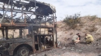 Mendoza: Turistas bajaron a tomar fotografias y se salvaron de incendio de ómnibus que los trasladaba