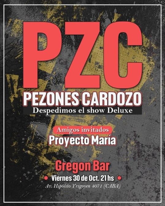 Pezones Cardozo despide PZC Deluxe en Gregón Bar