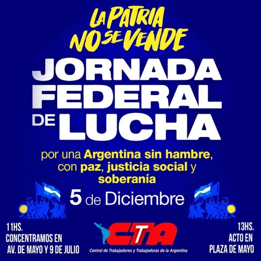 La Patria No Se Vende: Jornada Federal de Lucha