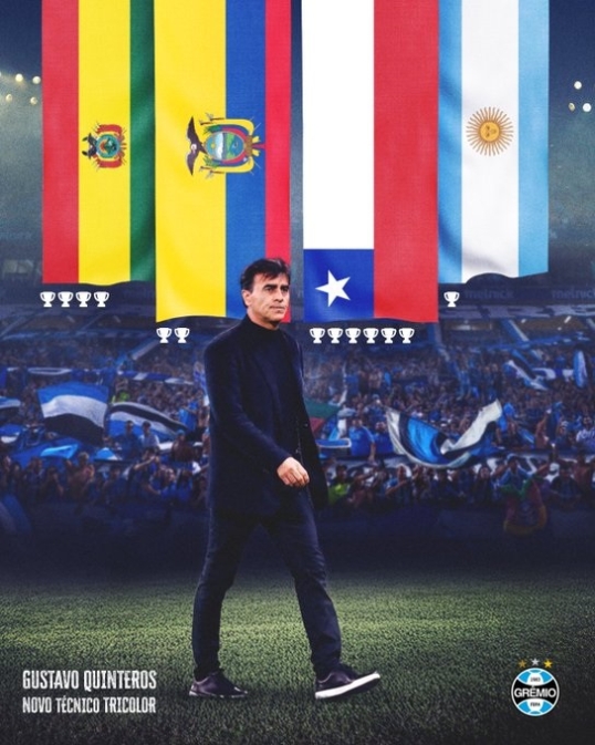 Gremio de Porto Alegre oficializó la llegada de Gustavo Quinteros como DT