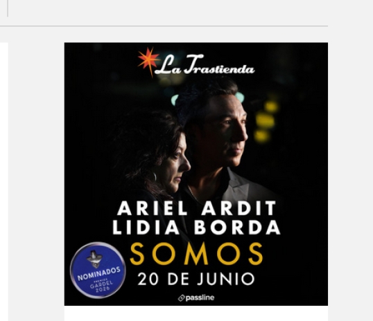 Lidia Borda y Ariel Ardit presentan "Somos"  en La Trastienda