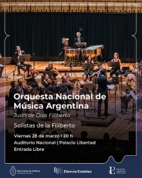 La Orquesta Nacional de Música Argentina​ presenta “Solistas de la Filiberto” en el Palacio Libertad, entrada libre