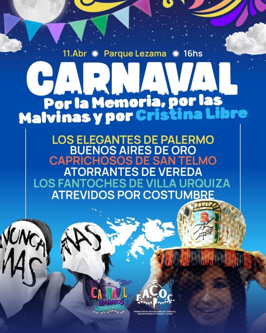 Carnaval: Por la memoria, por las Malvinas y Cristina Libre