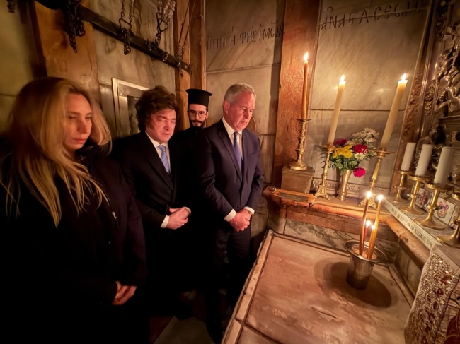 Javier Milei visitó la Iglesia del Santo Sepulcro en Jerusalén