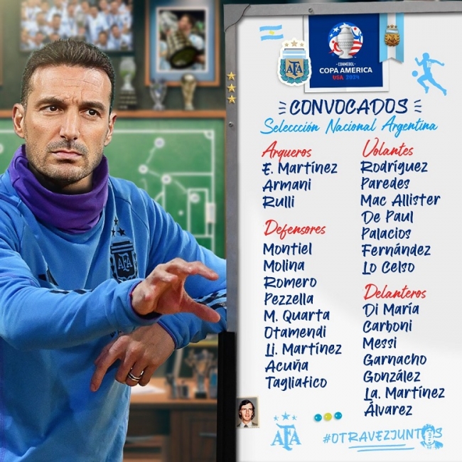 Lionel Scaloni confirmó la lista de jugadores para disputar la Copa América 2024