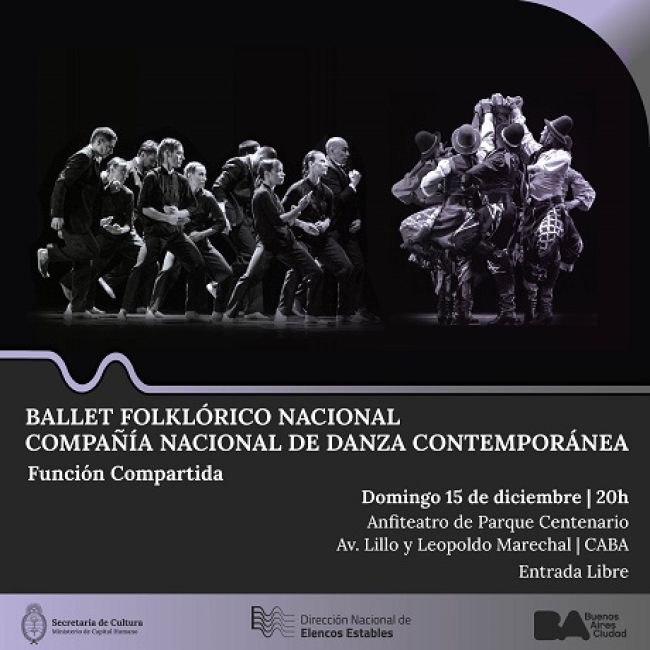 El Ballet Folklórico Nacional y la Compañía de Danza Contemporánea, juntos en Parque Centenario