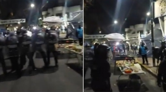 La policía de la ciudad desalojo a militantes que estaban frente al departamento de Cristina